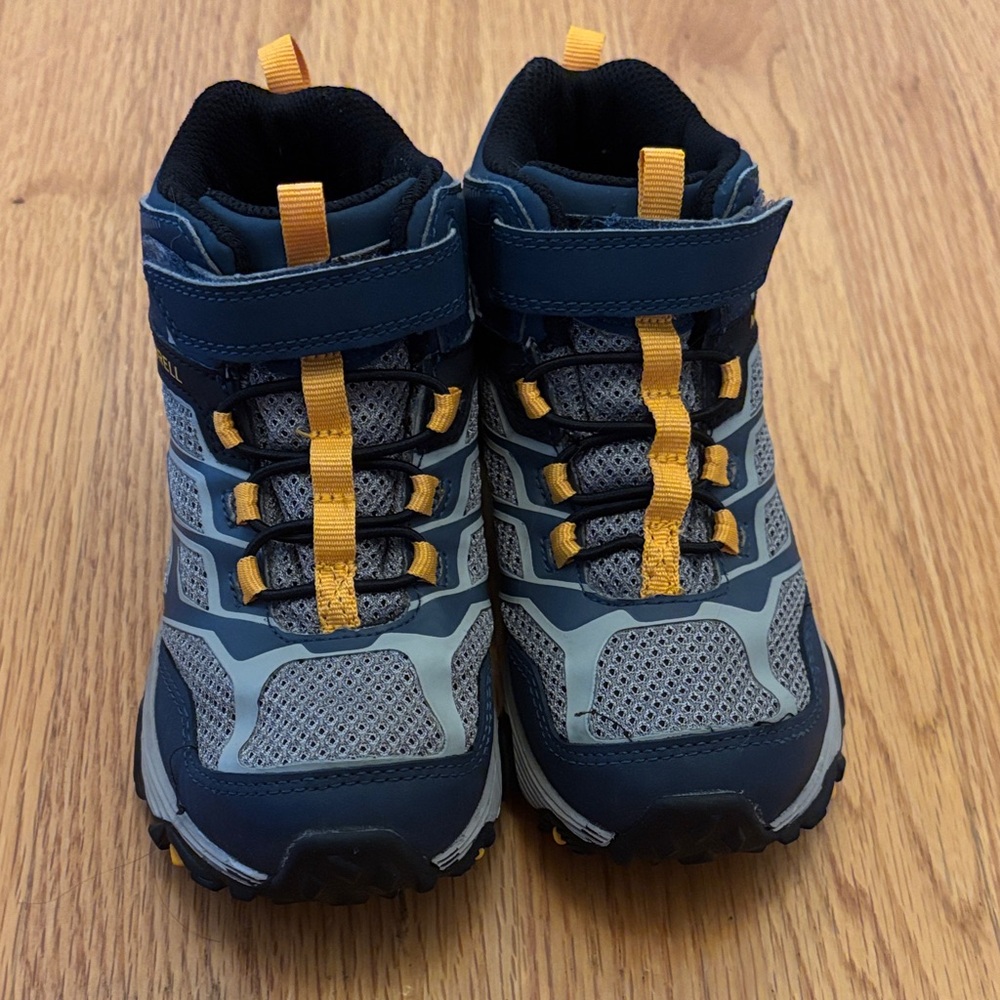 EUC Kids 12.5W Merrell Blue and Orange High Top Hiking Sneakers